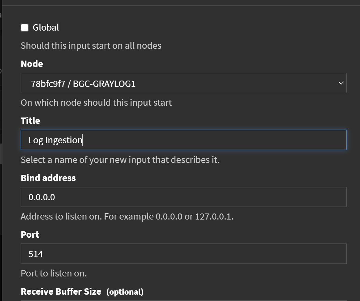 New Syslog Input